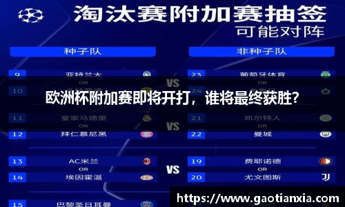 欧洲杯附加赛即将开打，谁将最终获胜？